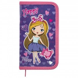 Пенал ПИФАГОР, 1 отделение, ламинированный картон, 19х11 см, "Fancy girl", 271003