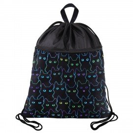 Мешок для обуви BRAUBERG БОЛЬШОЙ, с ручкой, карман на молнии, сетка, 49х41 см, "Cats", 271059