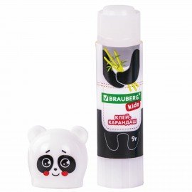 Клей-карандаш "Зверята: панда, слон, леопард", 9 г, фигурный колпачок, BRAUBERG KIDS, 271139