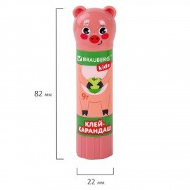 Клей-карандаш "Зверята: кошка, мышка, хрюшка", 9 г, фигурный колпачок, 3 шт./блистер, BRAUBERG KIDS, 271141