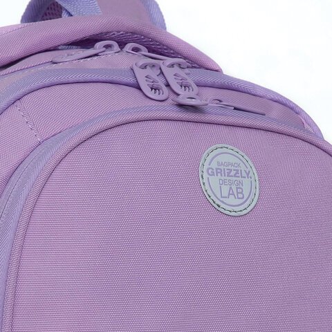 Рюкзак GRIZZLY школьный, анатомическая спинка, 2 отделения, с вышивкой, для девочек, "PINK", 39х30х20 см, RG-268-1/1