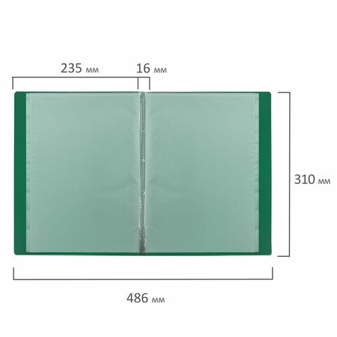 Папка 10 вкладышей BRAUBERG "Office", зеленая, 0,5 мм, 271323