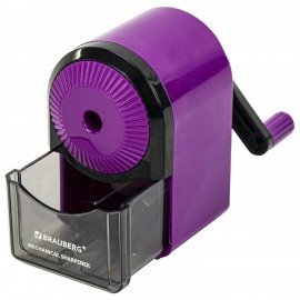 Точилка механическая BRAUBERG ULTRA для чернографитных и цветных карандашей, крепление к столу, цвет корпуса сиреневый с черным, 271341