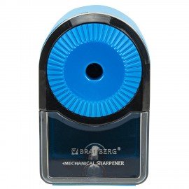 Точилка механическая BRAUBERG ULTRA для чернографитных и цветных карандашей, крепление к столу, цвет корпуса голубой с черным, 271342
