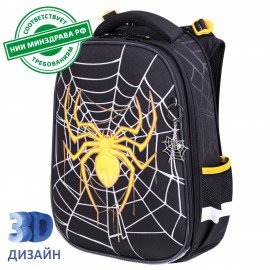 Ранец BRAUBERG PREMIUM, 2 отделения, с брелком, "Venomous spider", 3D панель, 38х29х16 см, 271355