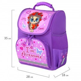 Ранец ПИФАГОР BASIC, 1 отделение, 3 кармана, эргономичная спинка, "Awesome", 35х28х18 см, 271370