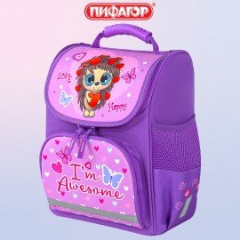 Ранец ПИФАГОР BASIC, 1 отделение, 3 кармана, эргономичная спинка, "Awesome", 35х28х18 см, 271370