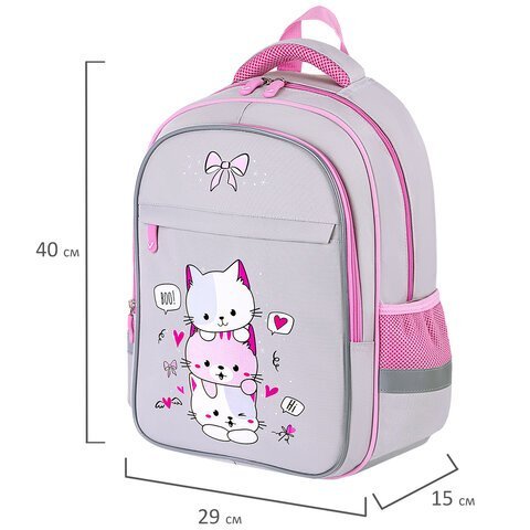 Рюкзак BRAUBERG FAVOUR, 2 отделения, 3 кармана, "Fluffy kittens", 40х29х15 см, 271417
