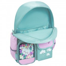 Рюкзак BRAUBERG PASTEL с термонашивками в комплекте, "Funny clouds", мятный, 40х29х14 см, 271421