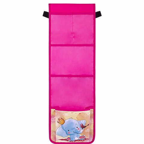Кармашки-органайзер в шкафчик для детского сада ЮНЛАНДИЯ, 5 карманов, 21х68 см, "Elephant", 271430