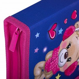 Пенал BRAUBERG, 1 отделение, 2 откидные планки, полиэстер, 21х14 см, "Smiling bear", 271515