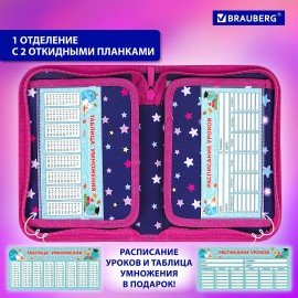 Пенал BRAUBERG, 1 отделение, 2 откидные планки, полиэстер, 21х14 см, "Smiling bear", 271515