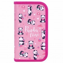 Пенал ЮНЛАНДИЯ, 2 отделения, полиэстер, 19х11 см, "Pandamania", 271540