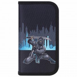 Пенал ЮНЛАНДИЯ, 2 отделения, полиэстер, 19х11 см, "Black Ninja", 271541