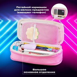 Пенал-трансформер BRAUBERG, полиэстер, 22х10х3 см, "Crystal rose", 271563