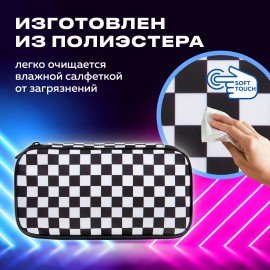 Пенал-органайзер BRAUBERG, 1 отделение, полиэстер, 22x11,5x6 см, "Black and white", 271572