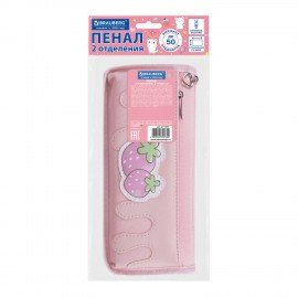 Пенал мягкий ЮНЛАНДИЯ, 2 отделения, полиэстер, "Strawberry shortcake", розовый, 21х9х6 см, 271577