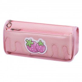 Пенал мягкий ЮНЛАНДИЯ, 2 отделения, полиэстер, "Strawberry shortcake", розовый, 21х9х6 см, 271577