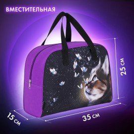 Сумка для занятий BRAUBERG с ручками, 35x25x15 см, "Dream cat", 271592
