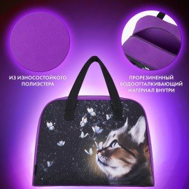 Сумка для занятий BRAUBERG с ручками, 35x25x15 см, "Dream cat", 271592