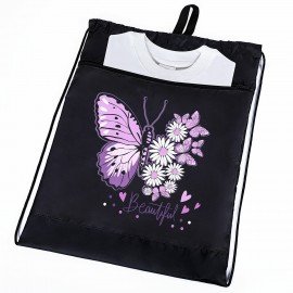 Мешок для обуви BRAUBERG, с петлёй, карман на молнии, 47х37 см, "Butterfly", 271607