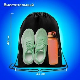 Мешок для обуви ПИФАГОР, 1 отделение, 40х32 см, черный, 271618