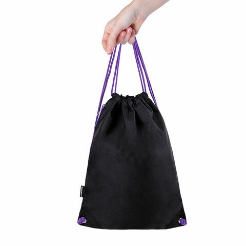 Мешок для обуви BRAUBERG плотный, карман на молнии, подкладка, 43х33 см, "Neon Purple", 271626