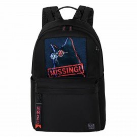 Рюкзак BRAUBERG FASHION CITY универсальный, карман-антивор, "Missing cat", черный, 44х31х16 см, 271673