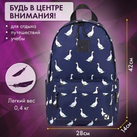 Рюкзак BRAUBERG POSITIVE универсальный, карман-антивор, "Ducks", 42х28х14 см, 271681