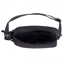 Сумка на плечо BRAUBERG COMPACT с карманом, черная с принтом, 23х17х5 см, 271686