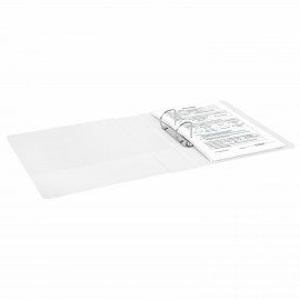 Папка ПАНОРАМА на 2 кольцах, ПРОЧНАЯ, картон/ПВХ, BRAUBERG "Office", БЕЛАЯ, 65 мм, до 400 листов, 271847