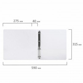 Папка ПАНОРАМА на 4 кольцах, ПРОЧНАЯ, картон/ПВХ, BRAUBERG "Office", БЕЛАЯ, 40 мм, до 250 листов, 271850