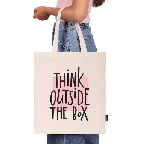 Сумка-шоппер BRAUBERG, канвас, 40х35 см, бежевый, "Think outside the box", 271898