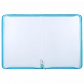 Папка объемная на молнии пластиковая BRAUBERG PASTEL, А4, 330х240 мм, 600 мкм, цвет аквамарин, 271970