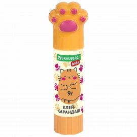 Клей-карандаш "Лапки" Cat Paw, 9 г, фигурный колпачок, 3 шт. на блистере, BRAUBERG KIDS, 271982