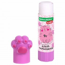 Клей-карандаш "Лапки" Cat Paw, 9 г, фигурный колпачок, 3 шт. на блистере, BRAUBERG KIDS, 271982