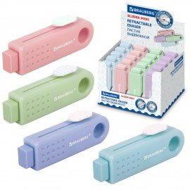 Ластик выдвижной BRAUBERG "Slider Mini", 68х22х13 мм, пастельные цвета ассорти, 271983
