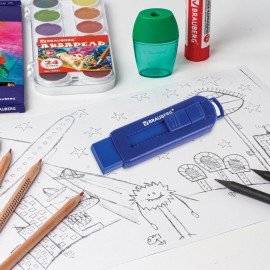 Ластик выдвижной BRAUBERG "Slider", 88х26х21 мм, синий, блистер, 271984