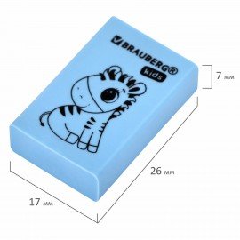 Ластик BRAUBERG KIDS "Школьный", 26х17х7 мм, прямоугольный, пастельные цвета ассорти, 271991