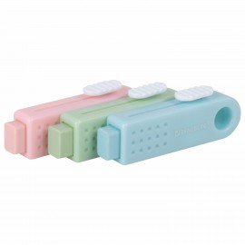 Ластики выдвижные BRAUBERG "Slider Mini", НАБОР 3 ШТУКИ, 68х12х8 мм, пастельные цвета, блистер, 271992