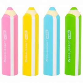 Ластики фигурные BRAUBERG KIDS "Карандашики", НАБОР 4 ШТУКИ, пакет, 271996