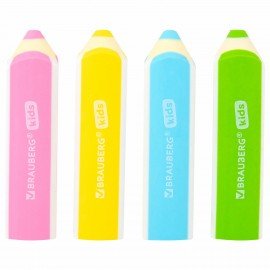 Ластики фигурные BRAUBERG KIDS "Карандашики", НАБОР 4 ШТУКИ, пакет, 271996