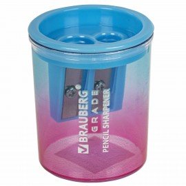 Точилка для классических и утолщенных карандашей BRAUBERG "Grade", 2 отверстия, с контейнером, 271998