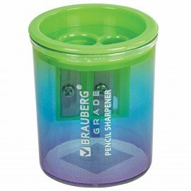 Точилка для классических и утолщенных карандашей BRAUBERG "Grade", 2 отверстия, с контейнером, 271998