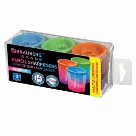 Точилка для классических и утолщенных карандашей BRAUBERG "Grade", НАБОР 3 штуки, 271999