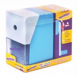 Точилка механическая ЮНЛАНДИЯ "Cats", для чернографитных и цветных карандашей, корпус голубой, 272001