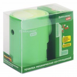 Точилка механическая BRAUBERG KIDS, для простых и цветных карандашей, корпус мятный, крепление к столу, 272003