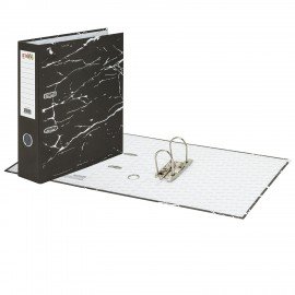 Папка-регистратор STAFF "Profit" с мраморным покрытием, 75 мм, черная, СЪЕМНЫЙ МЕХАНИЗМ, 272007