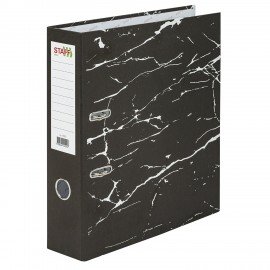 Папка-регистратор STAFF "Profit" с мраморным покрытием, 75 мм, черная, СЪЕМНЫЙ МЕХАНИЗМ, 272007
