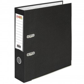 Папка-регистратор STAFF "Profit" покрытием из ПВХ, 75 мм, с уголком, черная, СЪЕМНЫЙ МЕХАНИЗМ, 272012